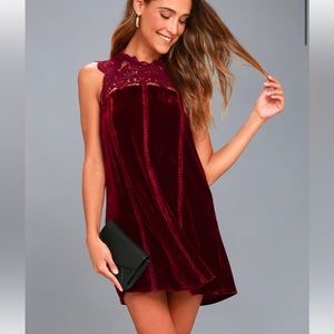 Lulu’s Burgundy Velvet Shift Dress